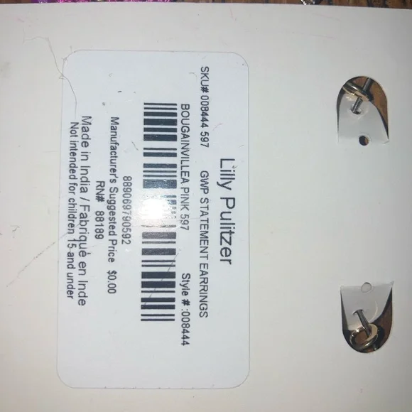 Lilly Pulitzer Bougainvillea Pink GWP Statement Earrings - Picture 2 of 2